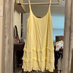 Francesca’s pale yellow ruffle tank dress